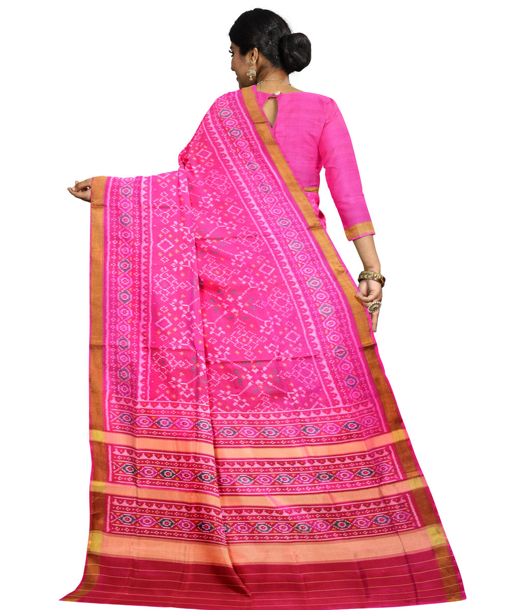 Pink silk handwoven patola saree