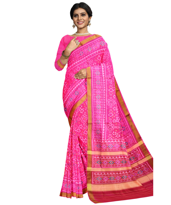 Pink silk handwoven patola saree