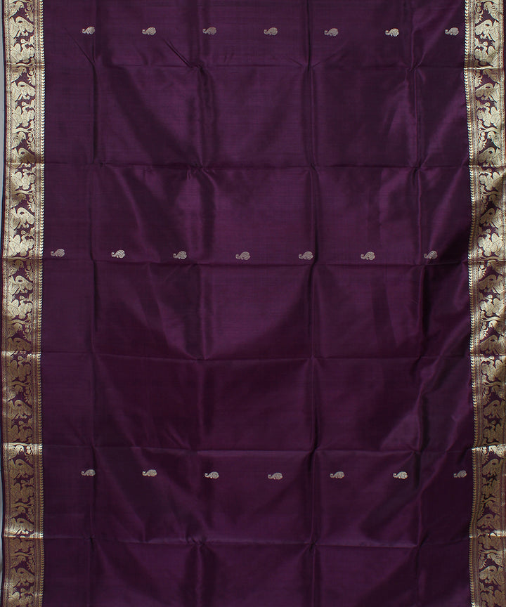 Violet handwoven silk baluchari saree