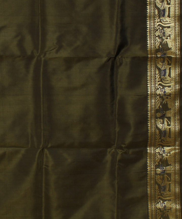 Malachitre green handwoven silk baluchari saree