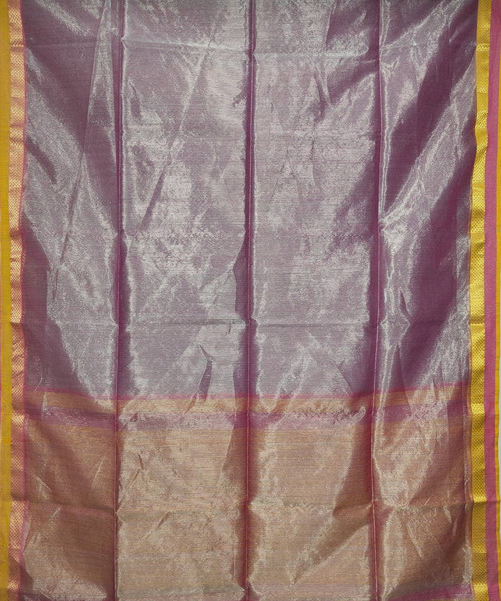 Lavender silver zari dual tone handwoven cotton silk maheshwari saree