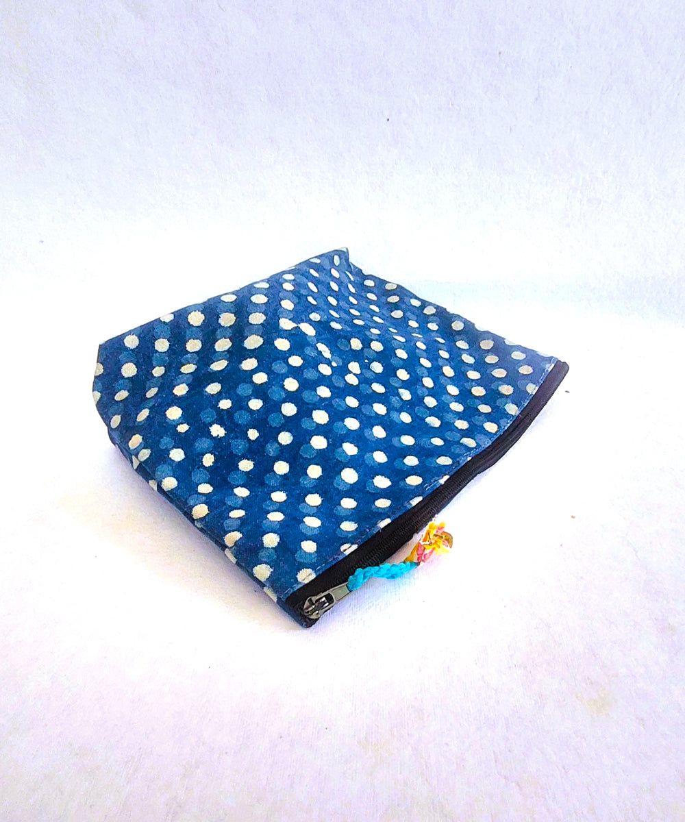 Indigo blue handcrafted cotton pouch
