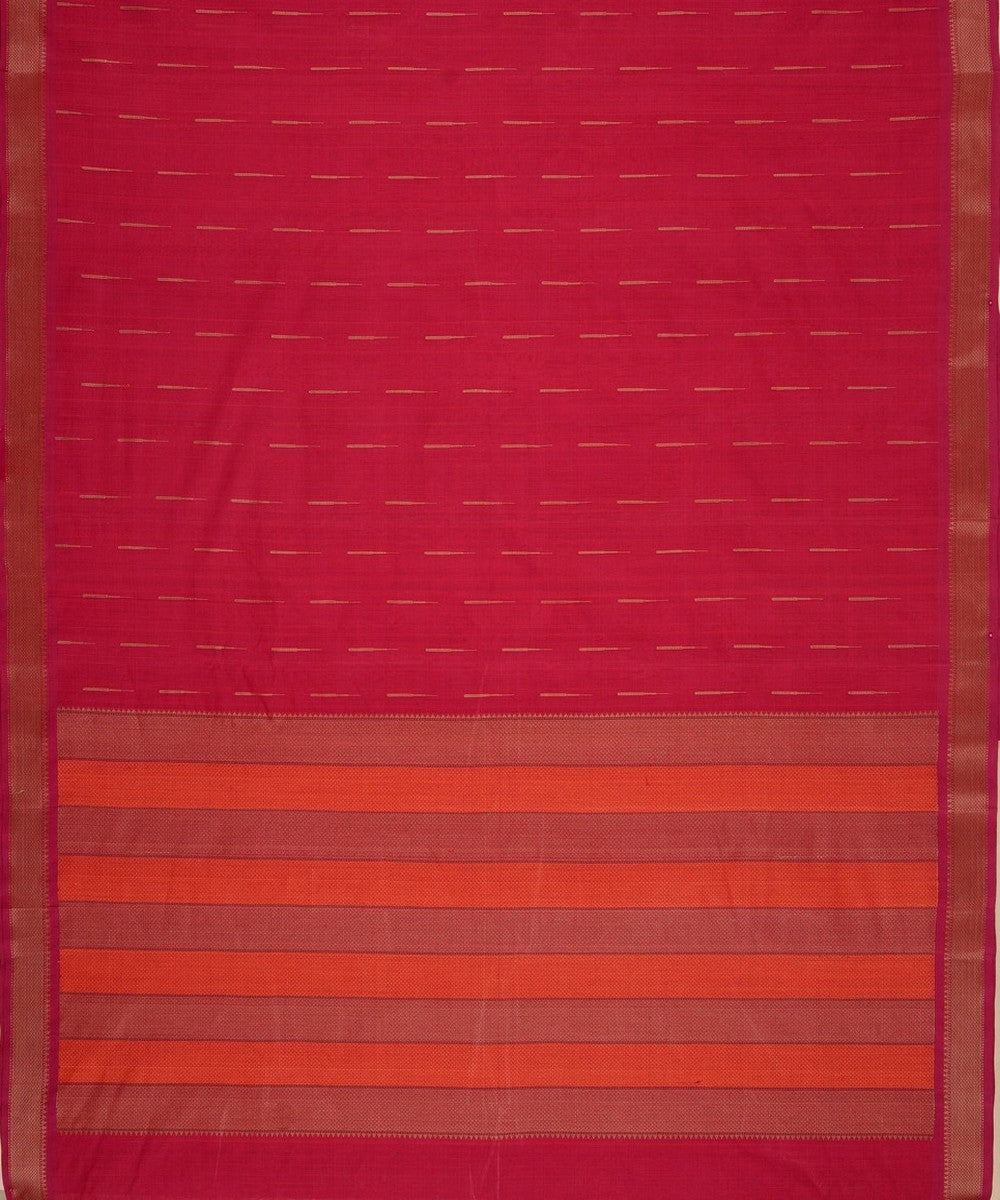 Pink malli moggu butta thread work handwoven cotton kanchi saree