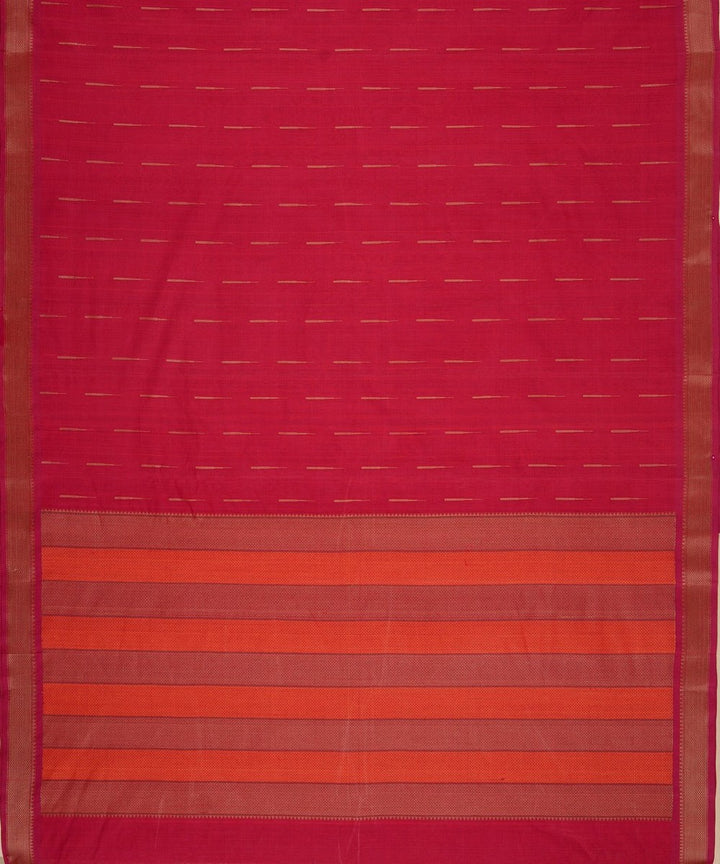 Pink malli moggu butta thread work handwoven cotton kanchi saree