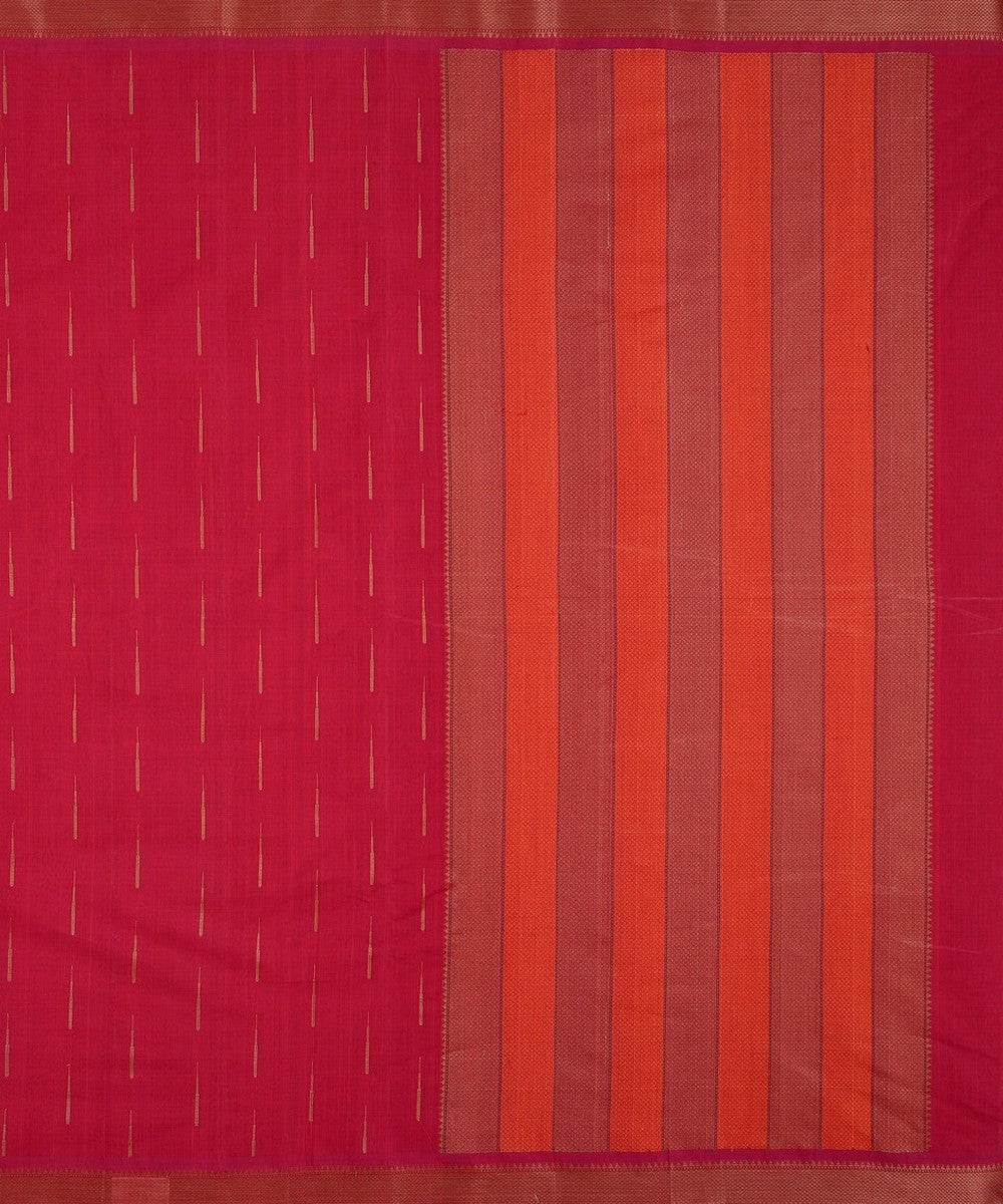 Pink malli moggu butta thread work handwoven cotton kanchi saree