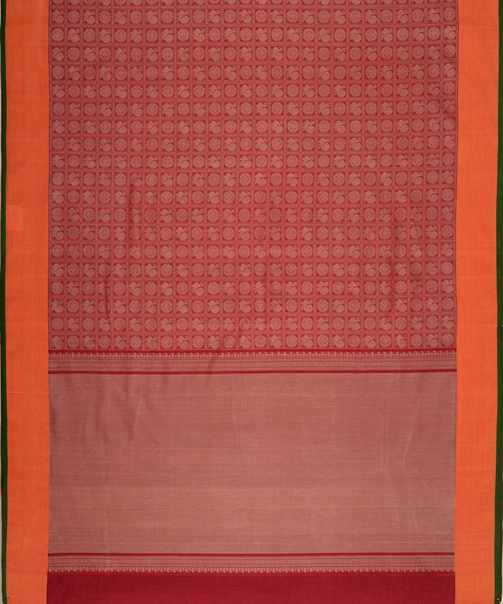 Maroon mayil chakram thread work handwoven cotton kanchi saree