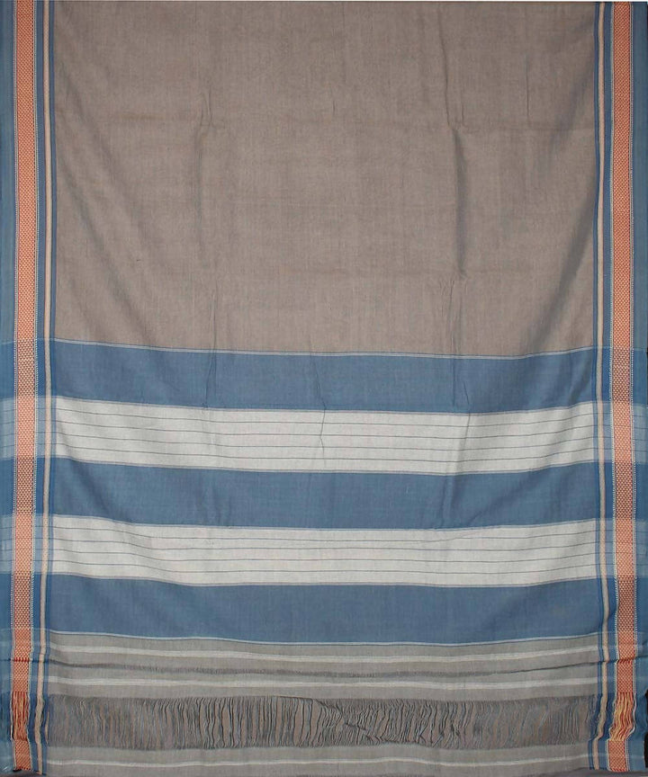 Beige handspun handwoven natural dye cotton saree