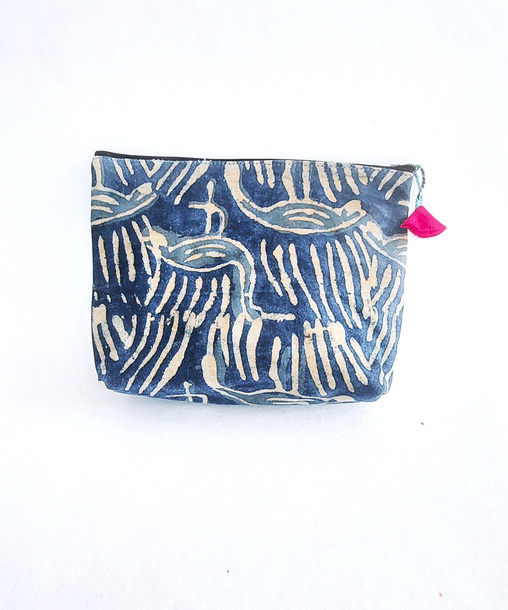 Blue white handcrafted cotton pouch