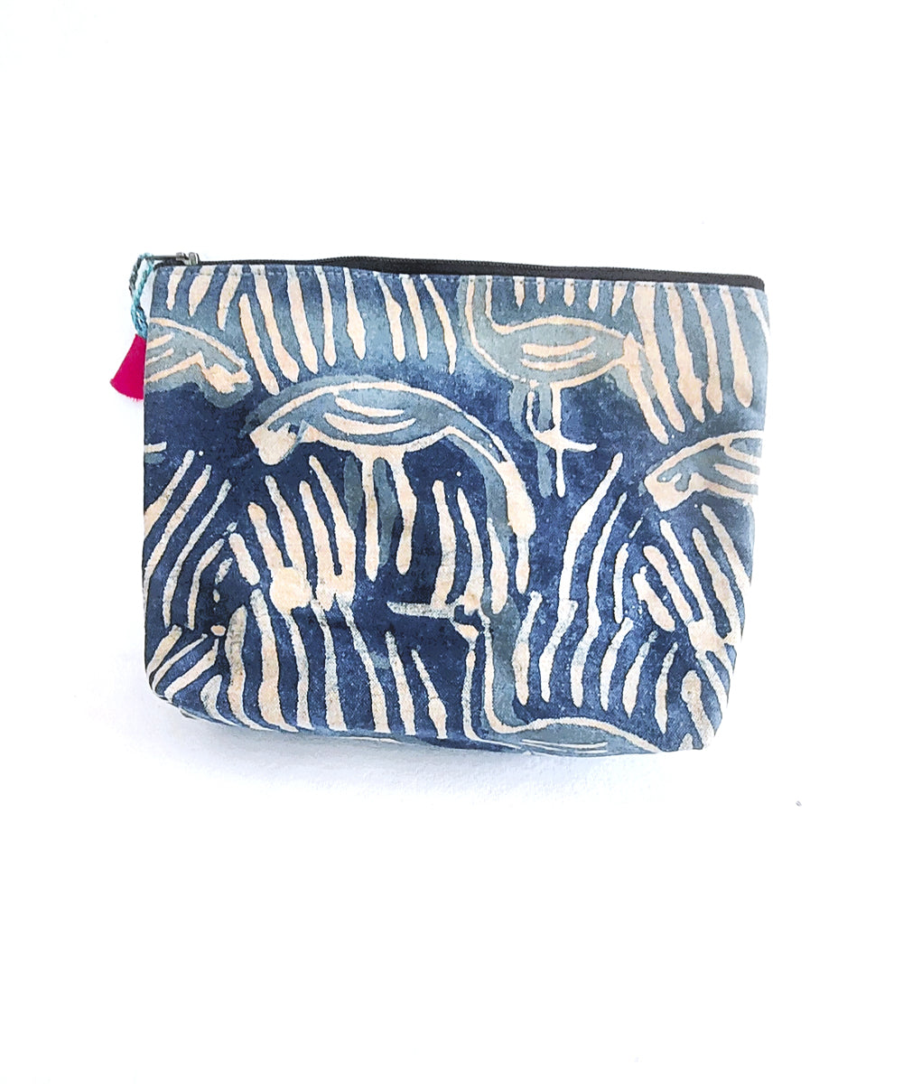 Blue white handcrafted cotton pouch