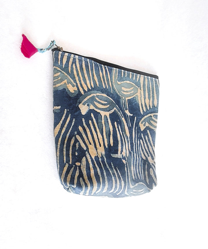 Blue white handcrafted cotton pouch