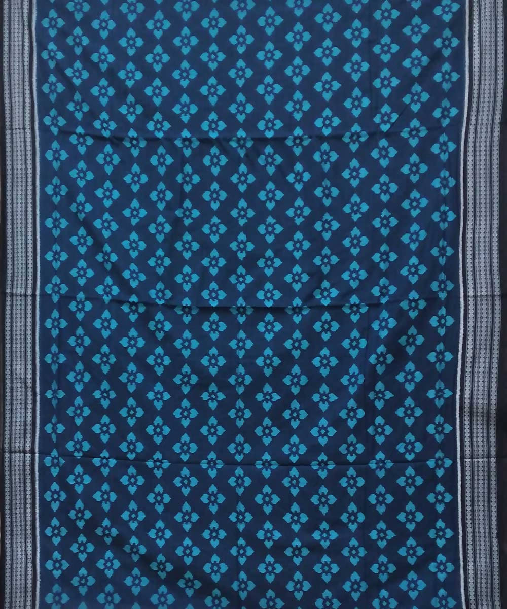 Blue black handwoven sambalpuri ikat cotton saree