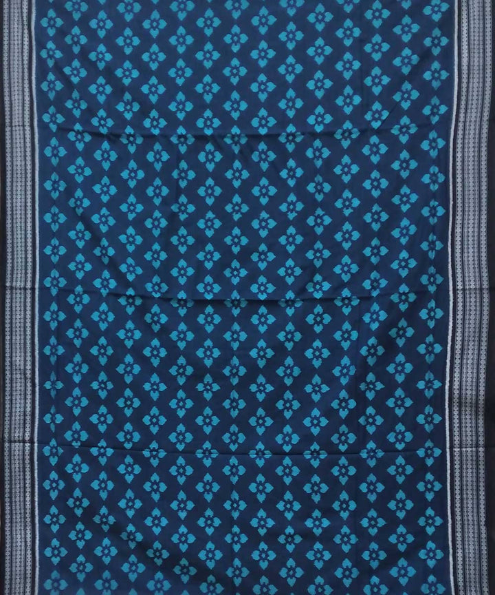 Blue black handwoven sambalpuri ikat cotton saree