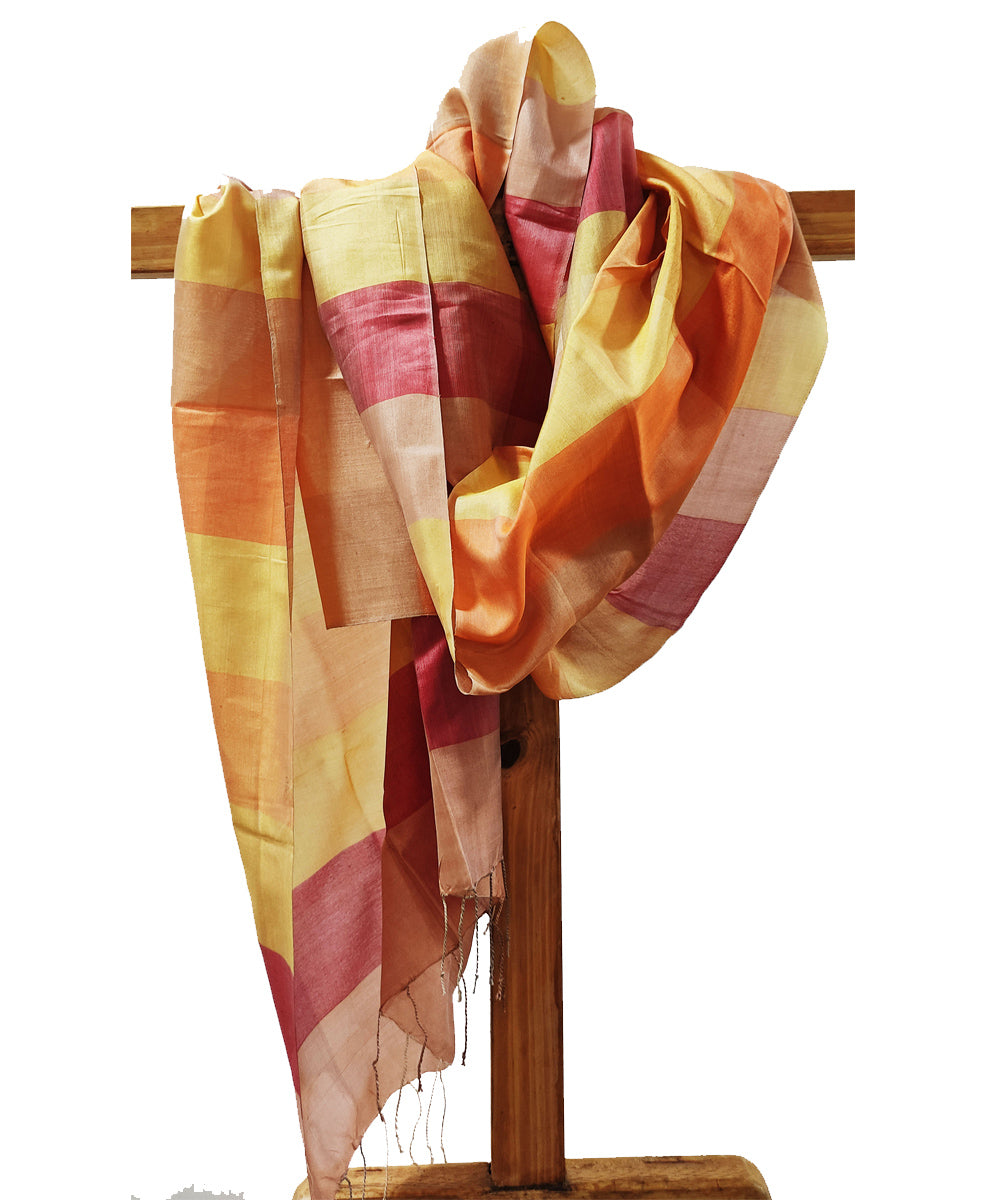 Multicolor silk handloom assam stole