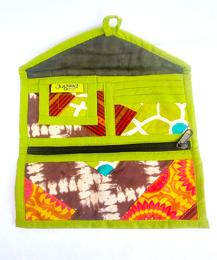Green cotton handcrafted wallet