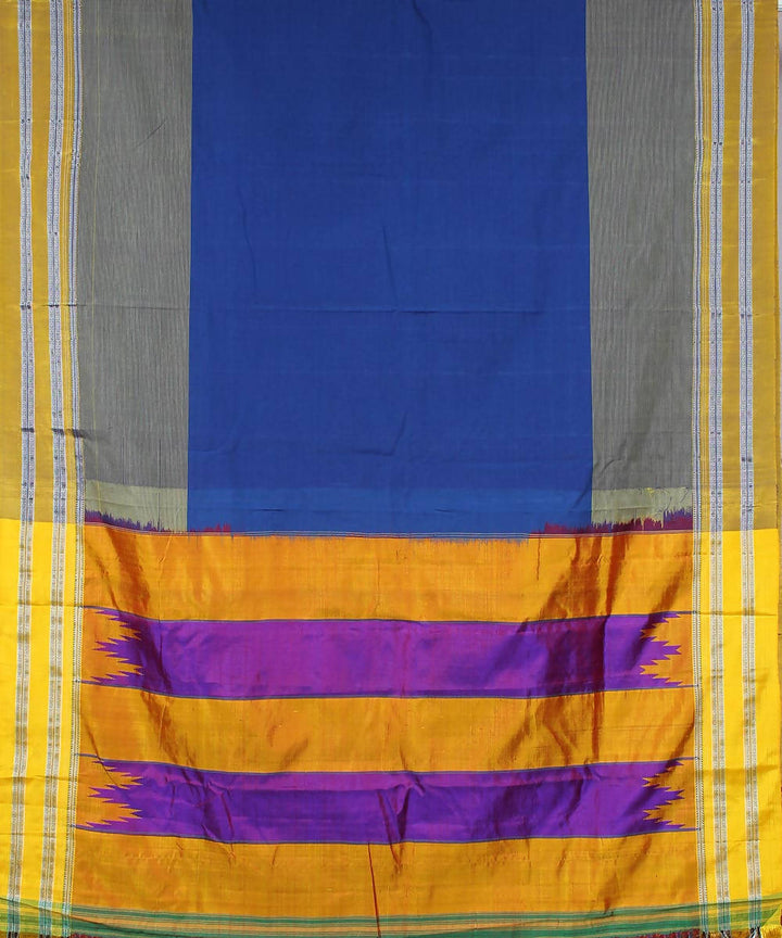 royal blue handwoven gomi teni border ilkal saree