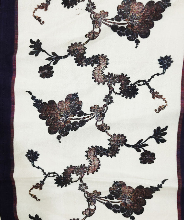 White black silk handloom assam stole