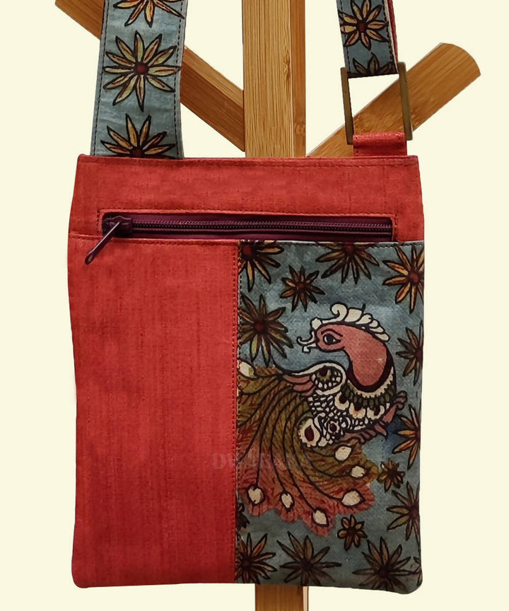 Orange with hand painted kalamkari sling bag