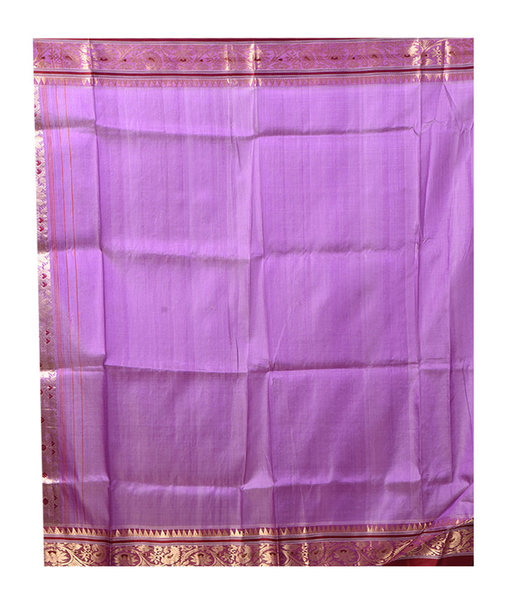 Lavender purple red bengal handwoven silk garad saree