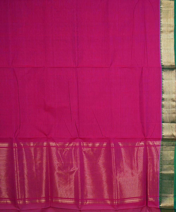 Pink gold big border cotton handwoven mangalagiri saree