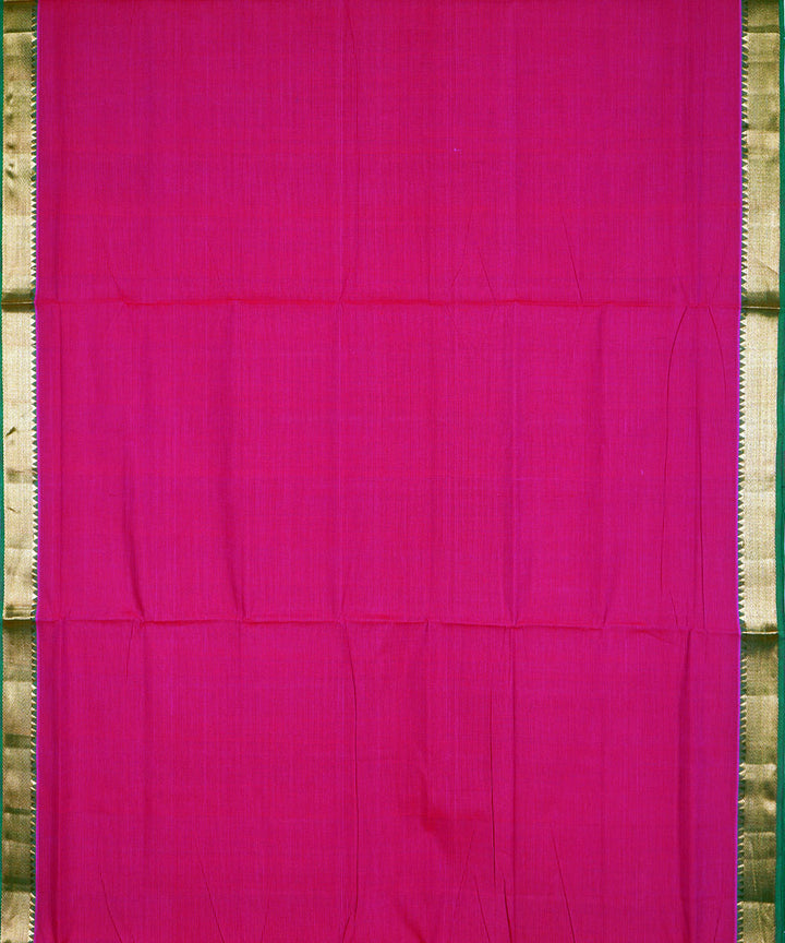 Pink gold big border cotton handwoven mangalagiri saree