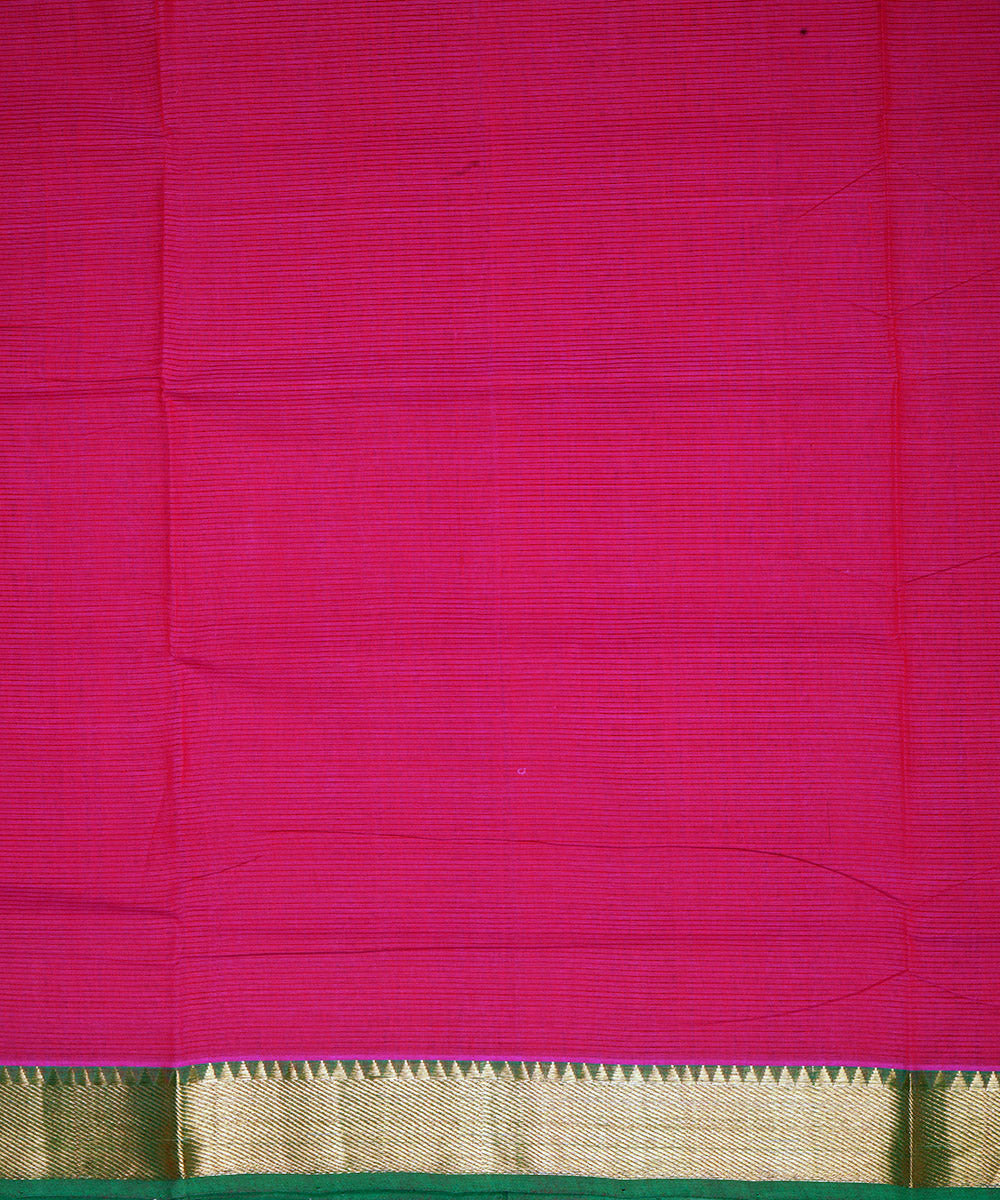 Pink gold big border cotton handwoven mangalagiri saree