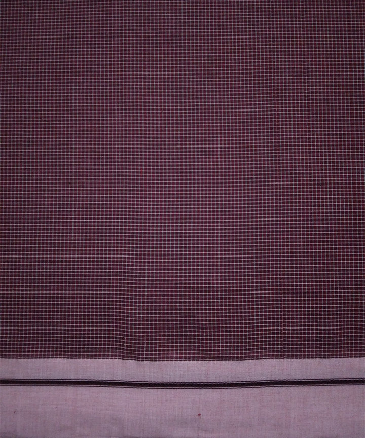 Brown checks pink border handwoven cotton patteda anchu saree