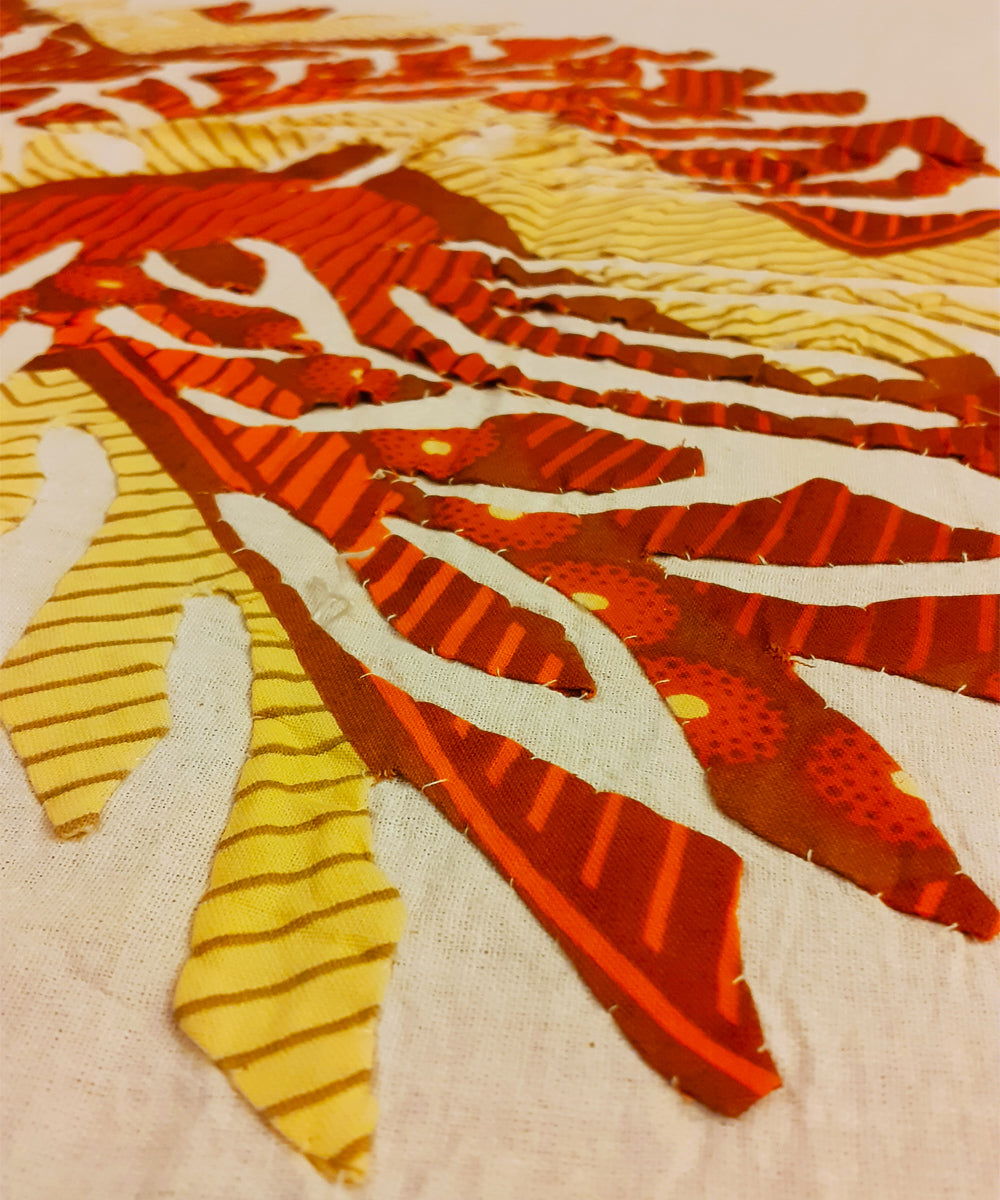 Multi colour handmade applique tree of life cotton double bedcover