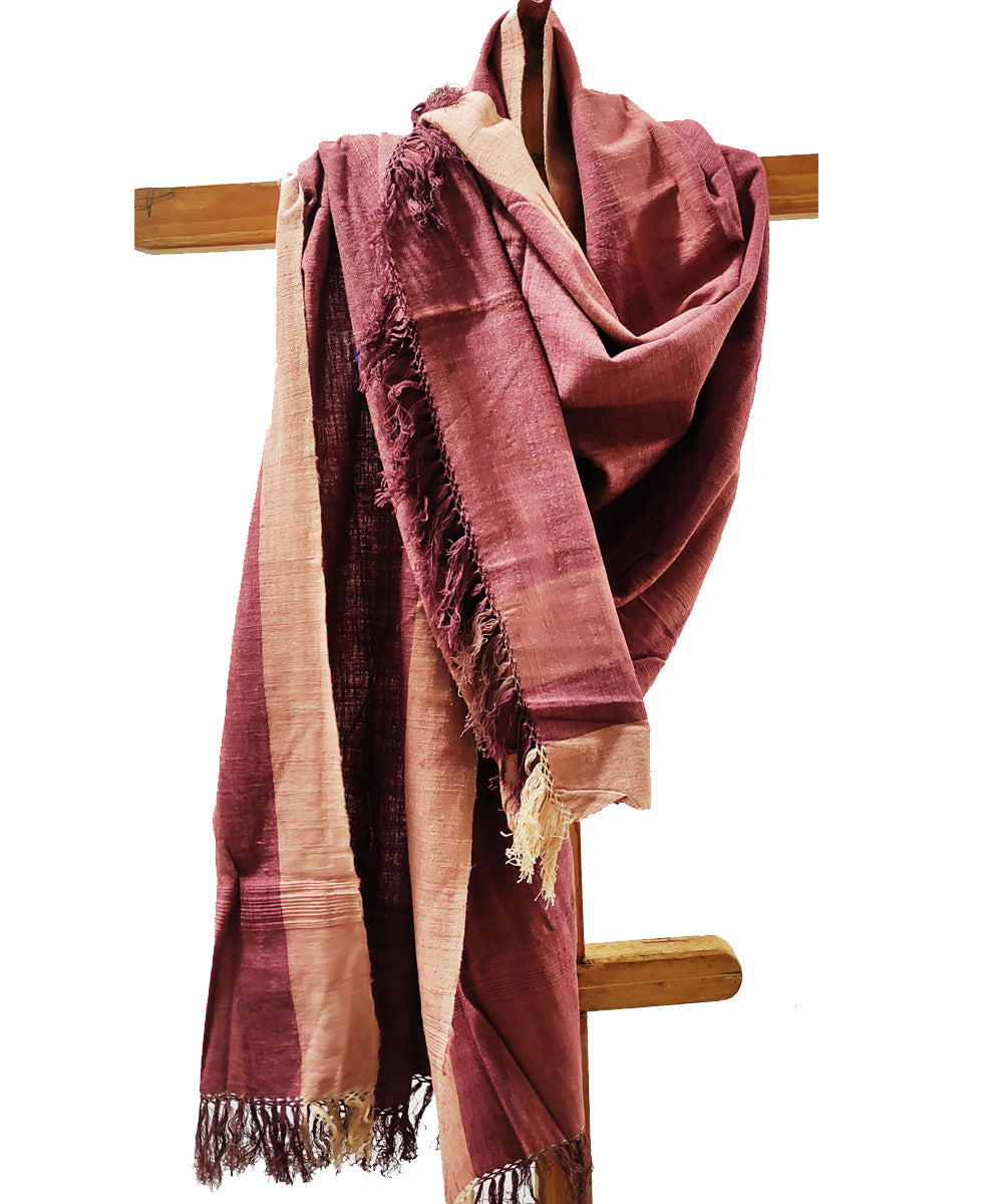 Peach rosewood handloom cotton assam stole