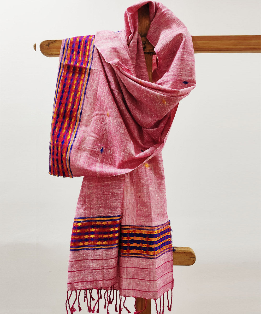 Mauve red handloom cotton assam stole