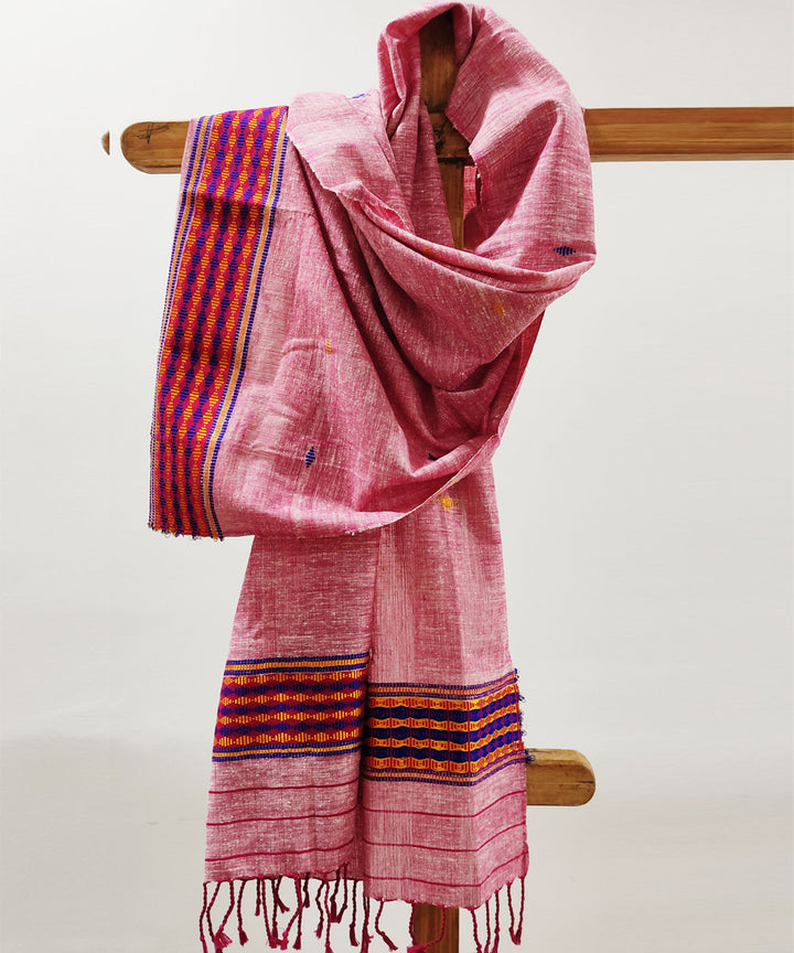 Mauve red handloom cotton assam stole