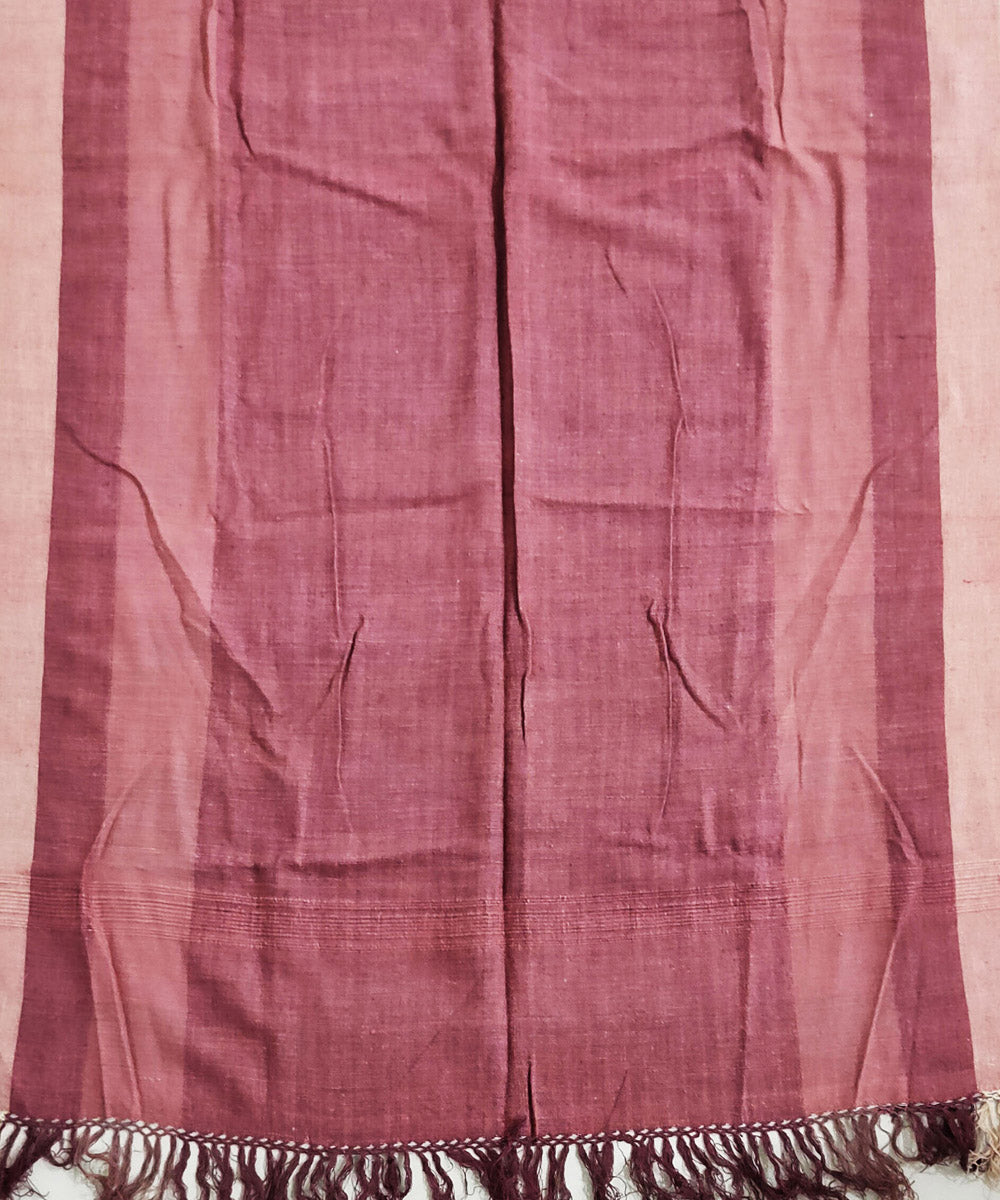 Peach rosewood handloom cotton assam stole