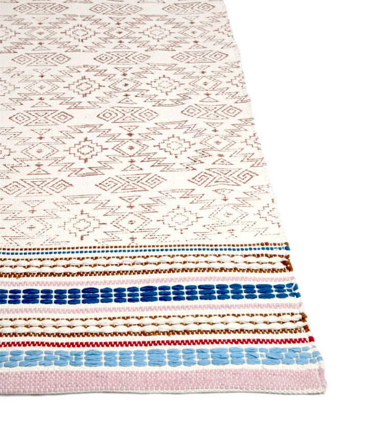 Pink red handwoven cotton dhurrie
