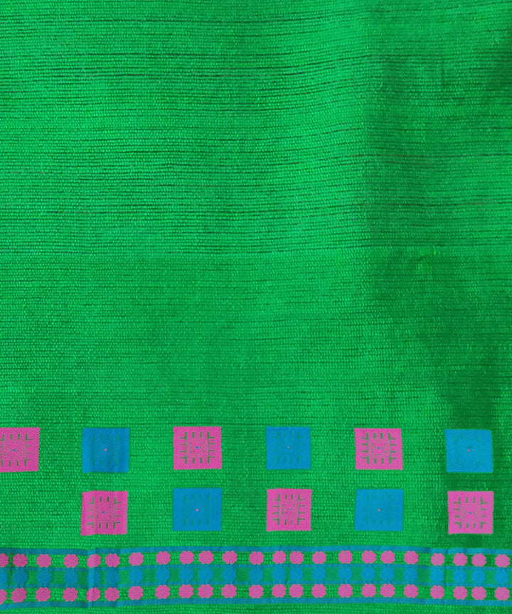 Pink green cotton handloom assam mekhela chador