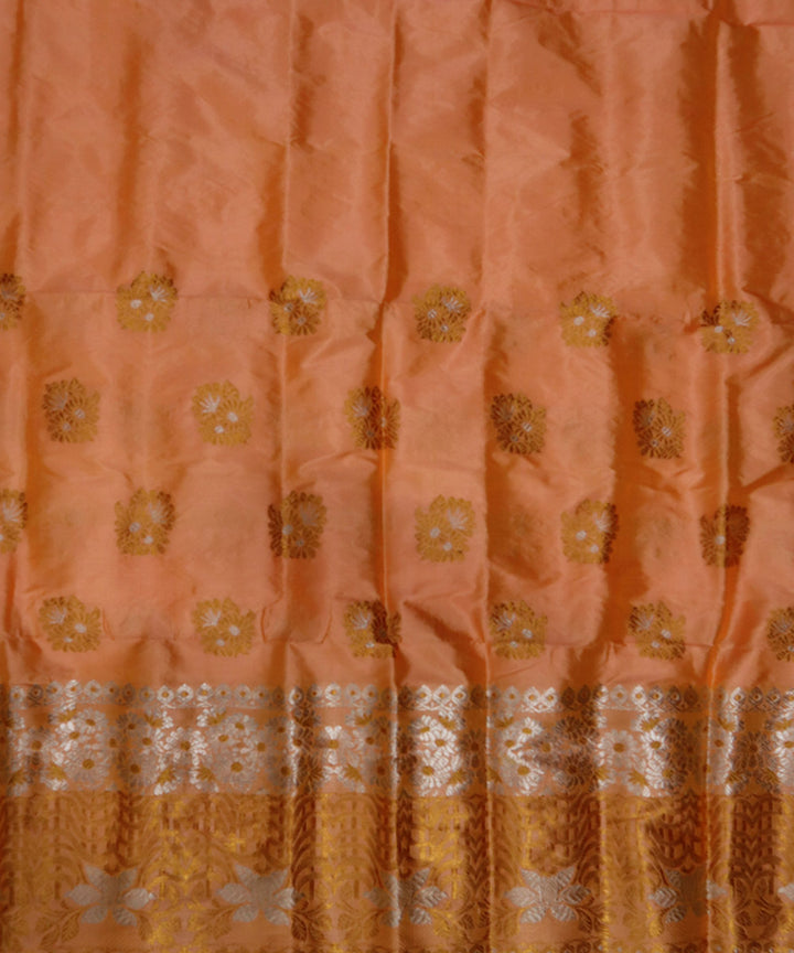 Orange golden mulberry silk handwoven assam mekhela chador