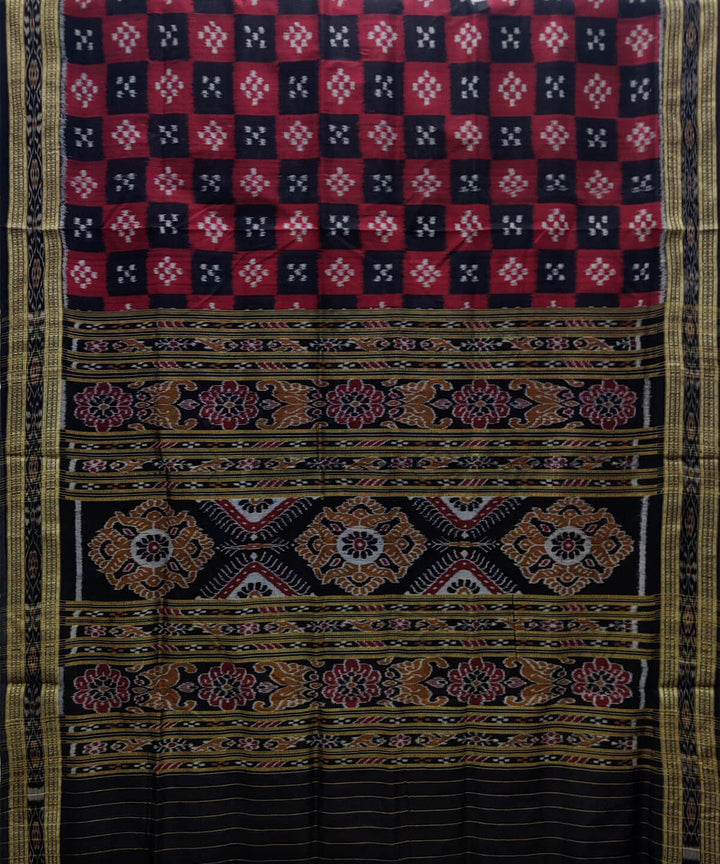 Maroon and black pasapalli silk handwoven khandua saree