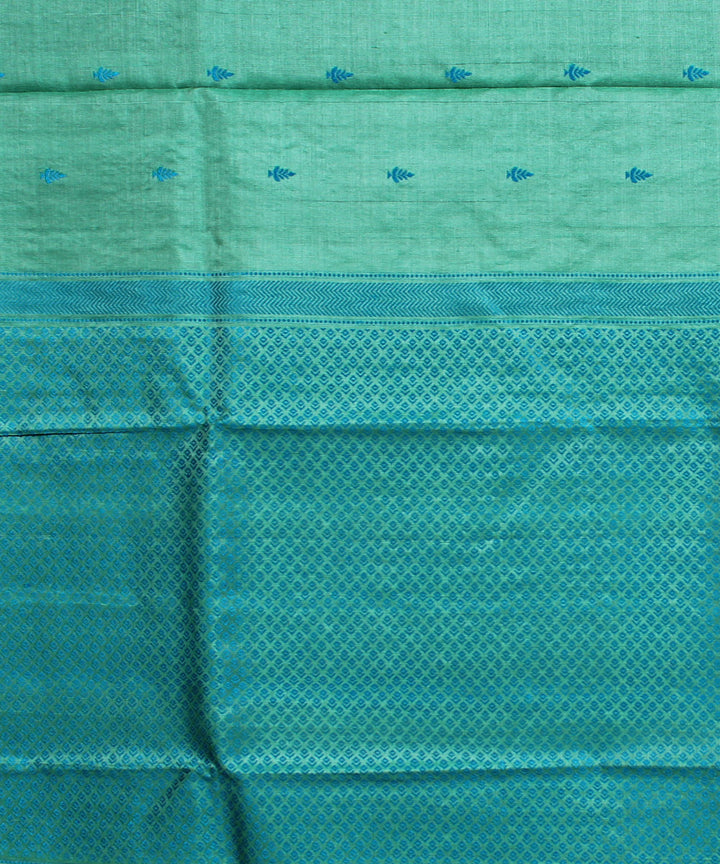 Cyan green handwoven kosa tussar silk saree