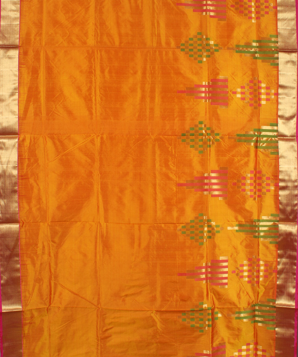 Orange pink handwoven karnataka silk saree