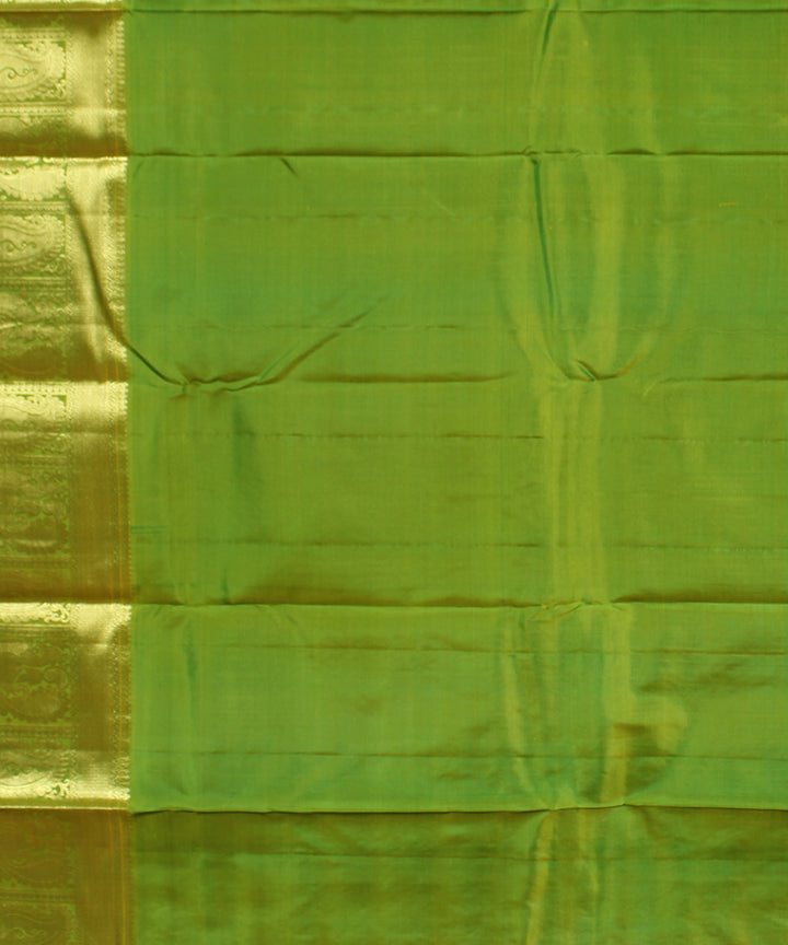 Orange light green handwoven karnataka brocade silk saree