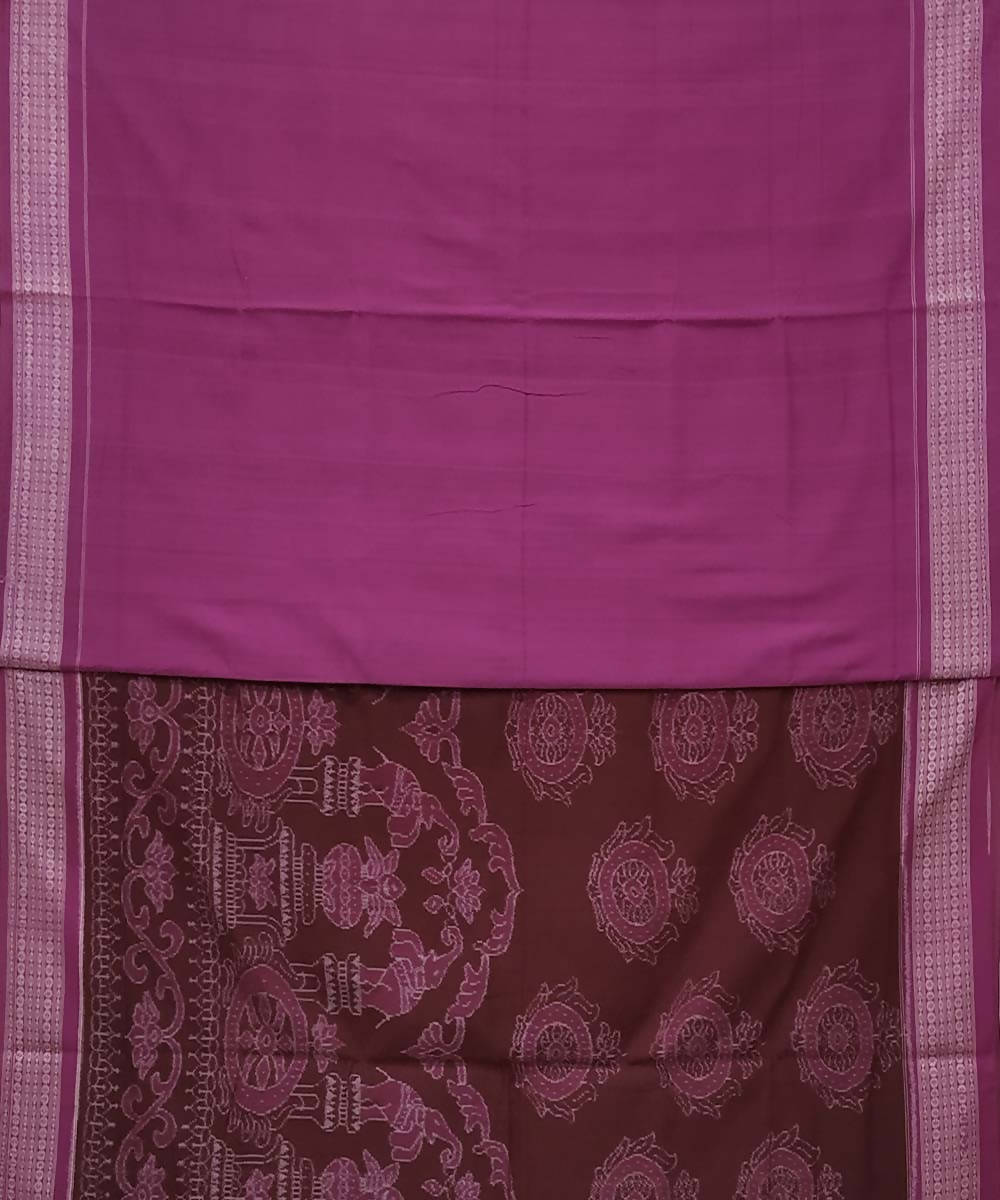 Burgundy handwoven cotton ikat sambalpuri saree