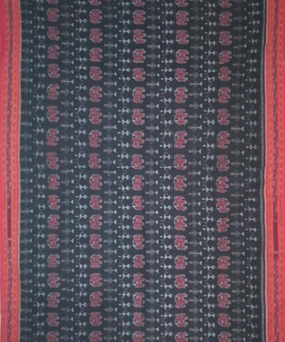 Black handloom ikat cotton sambalpuri saree