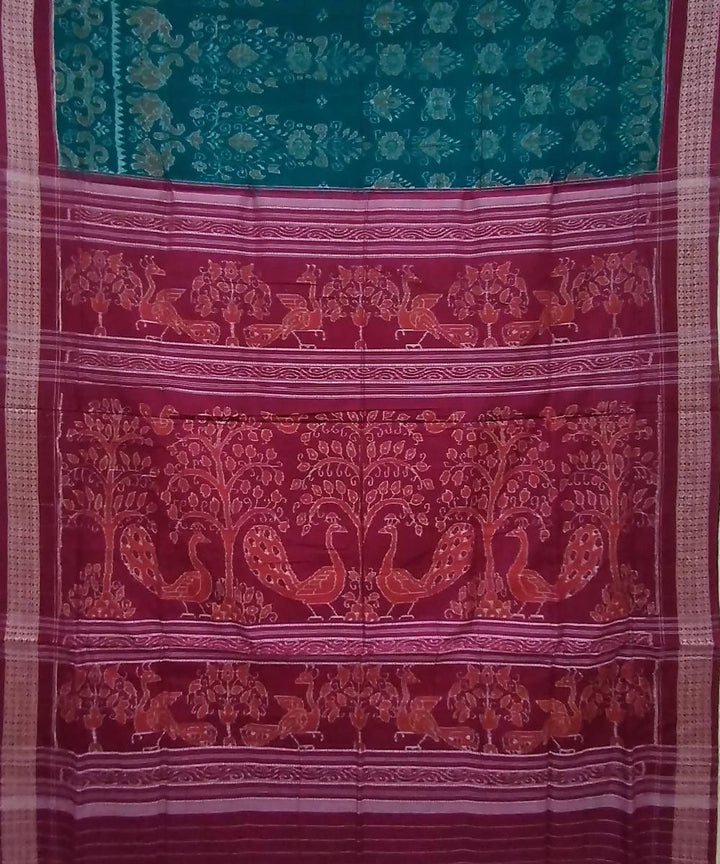 Sea green handwoven cotton sambalpuri saree