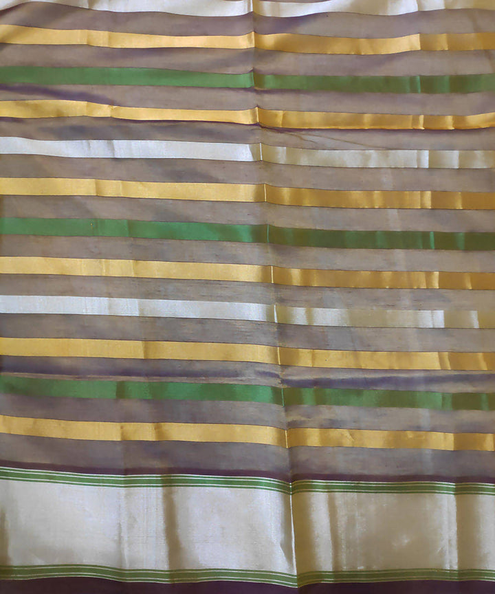 handwoven cotton silk moss green stripes venkatagiri saree