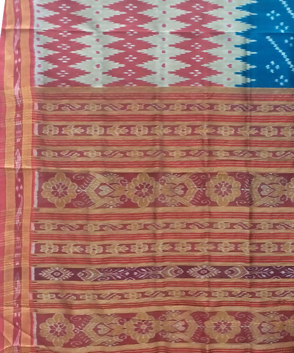 Multicolour handwoven silk khandua saree