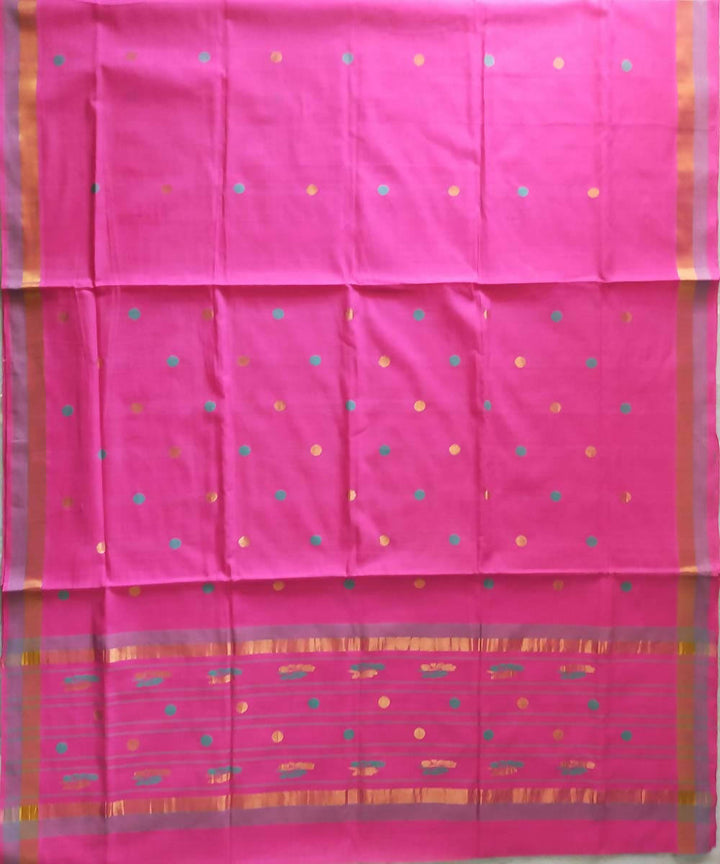 Hand loom pink cotton venkatagiri saree