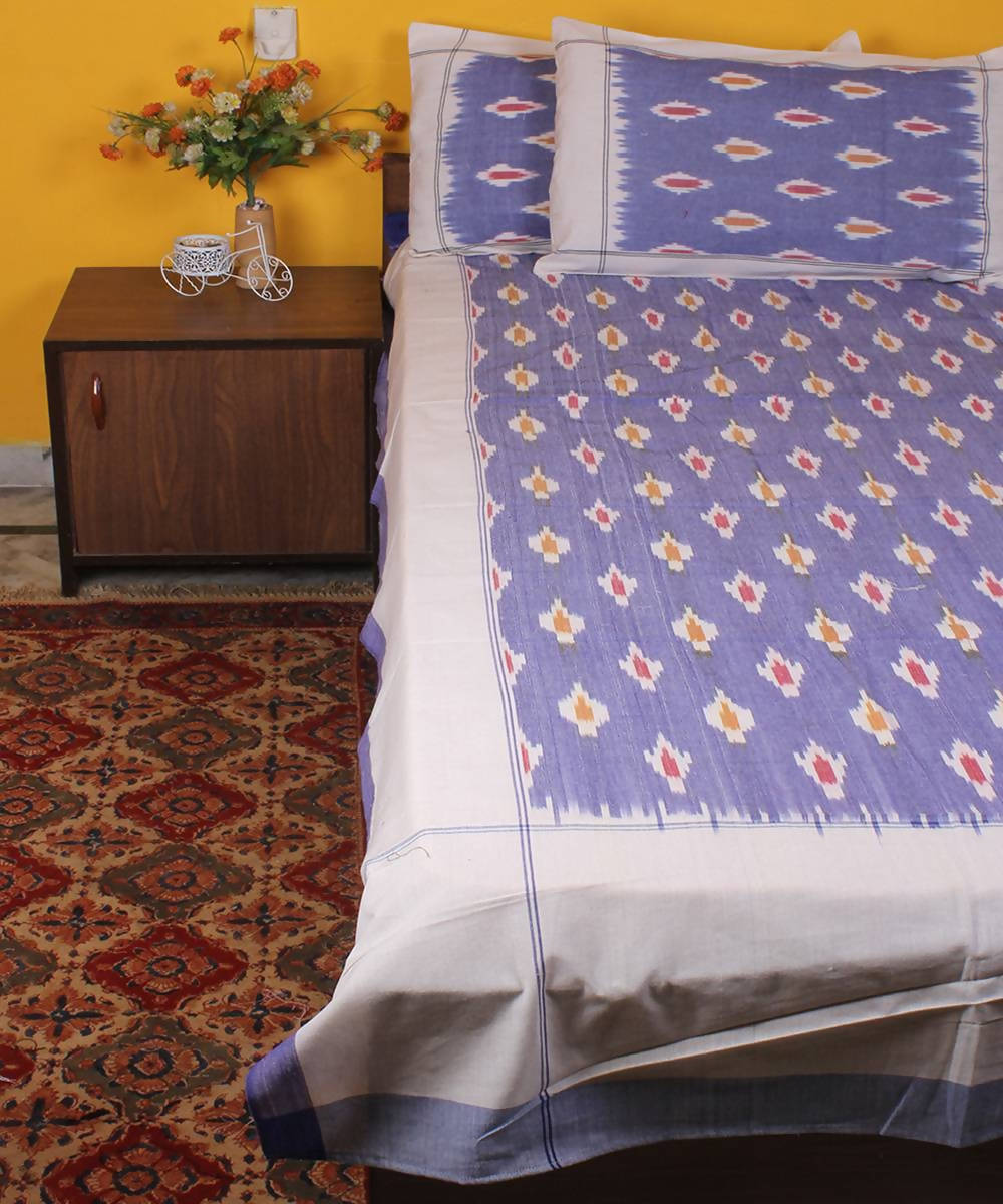 Handloom Double Cot Ikkat Bedsheet