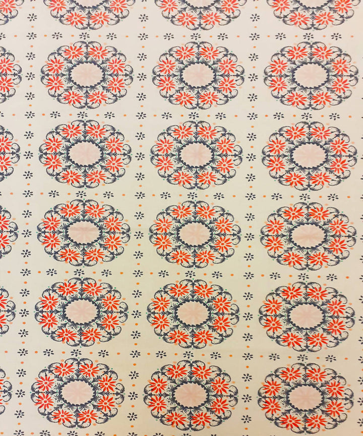 Multi color floral design cotton block print table cover