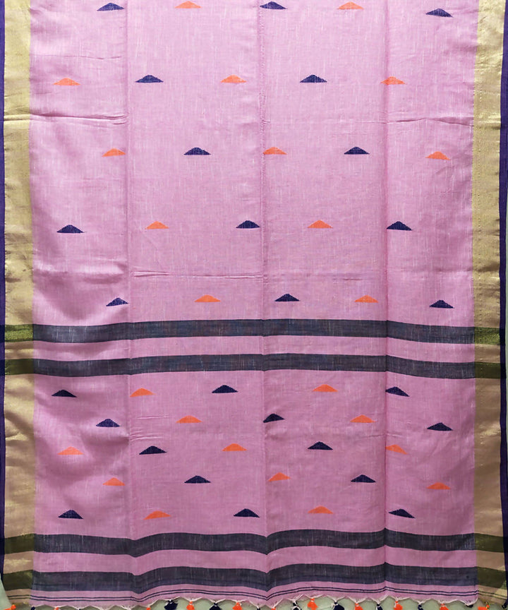 Pink handwoven handspun cotton saree