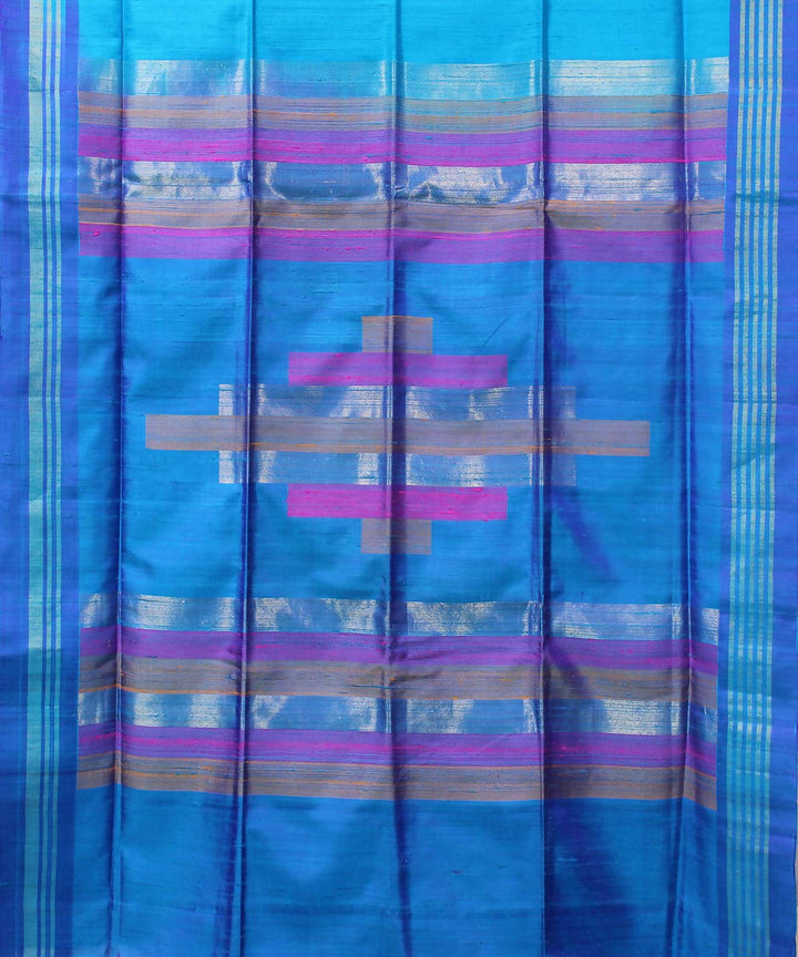 double shaded blue karnataka handloom raw silk saree