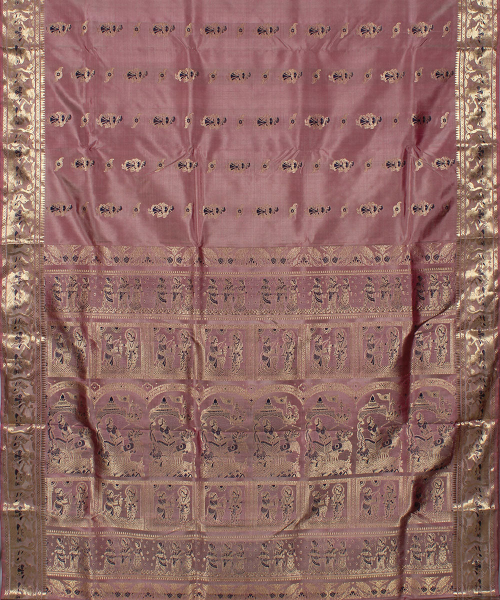 Onion pink handwoven silk swarnachari baluchari saree
