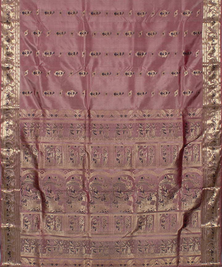 Onion pink handwoven silk swarnachari baluchari saree